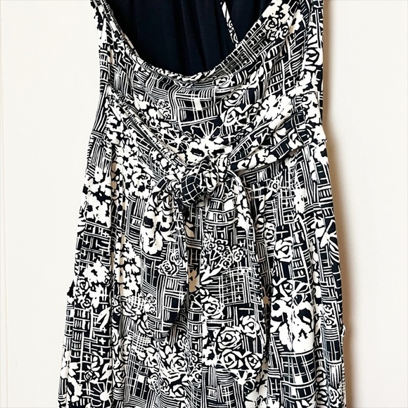Anthropologie Giovanna Halter Jumpsuit Small black white neutral stretch floral - Picture 5 of 10